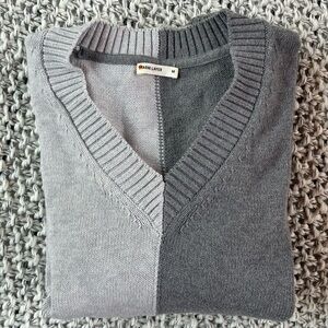 Marine Layer Gisel Oversized V-Neck Sweater in Vapor/Pavement